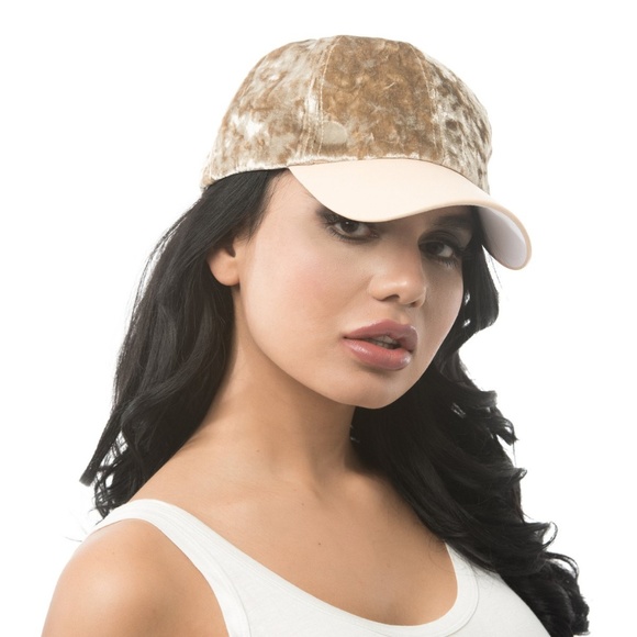 Light Taupe Velvet Cap #829-T - Picture 2 of 5